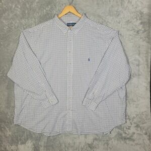 Ralph Lauren Shirt Mens 5XB Blue White Check Button Down Big Pony Logo Classic